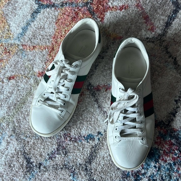 GUCCI Ace White Leather Sneakers with Web Detail - 36.5 - Picture 10 of 10